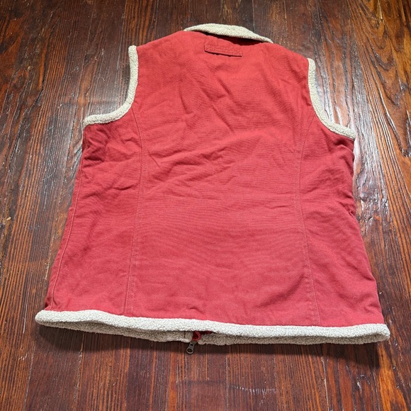 Duluth Trading Vest Womens L Red Canvas Sherpa Lined Heavyweight Chore Full Zip - Picture 6 of 13